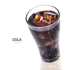 Cola with ice isolate on white background.