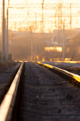 Obraz premium the railway at sunset
