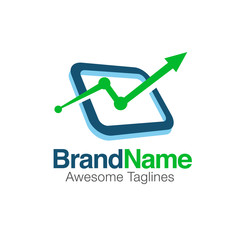 creative financial market logo. marketing exchange with  arrow up statistic symbol