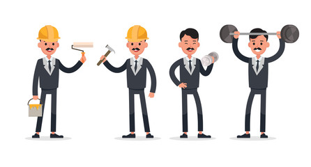 Businessman doing different gestures. Character vector design. no23