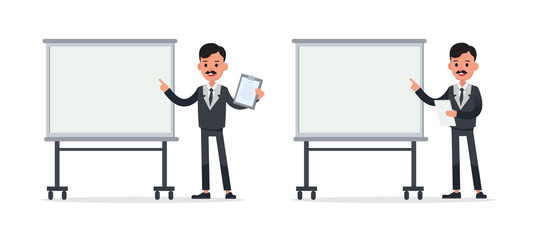 Businessman doing different gestures. Character vector design. no34