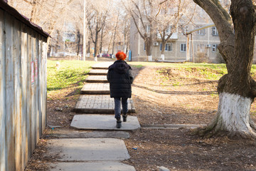 Senior woman walking with a dog