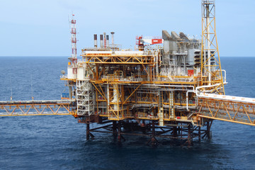 Offshore construction platform for production oil and gas, Oil and gas industry and hard...