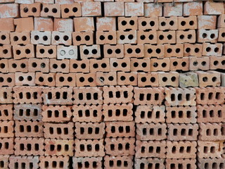 Clay bricks used in house construction