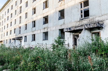 Fototapeta na wymiar Abandoned city. Empty buildings. Post apocalyptic city