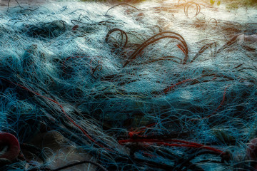 Old fishing net on the beach.