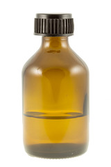 Glass bottle for medicinal product on white background