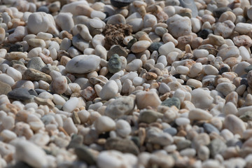 Pebbles on a beach in Maronia, Rodopi, Greece