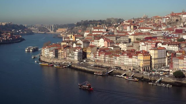 Old city of Porto view from the ponte Dom Luiz bridge, Portugal