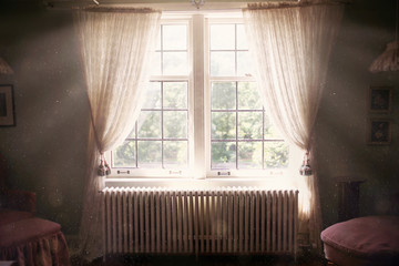 Sunny and Ethereal Bedroom Window Open to Old Dark Bedroom