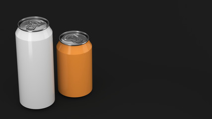 Big white and small orange soda cans mockup