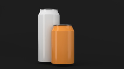 Big white and small orange soda cans mockup