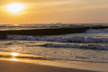 Beautiful Cloudy landscape over the sea, sunset.