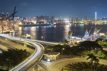 Cargo Port and Highway in Hong Kong city
