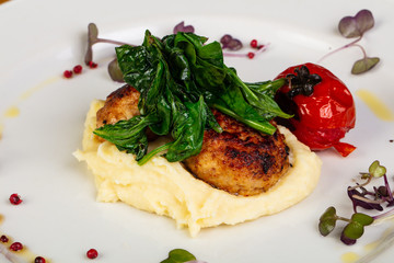 Chicken cutlet with mushed potato