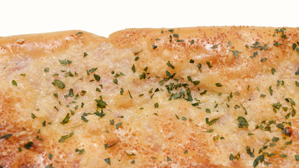 texture of garlic bread or garlic toast on white background