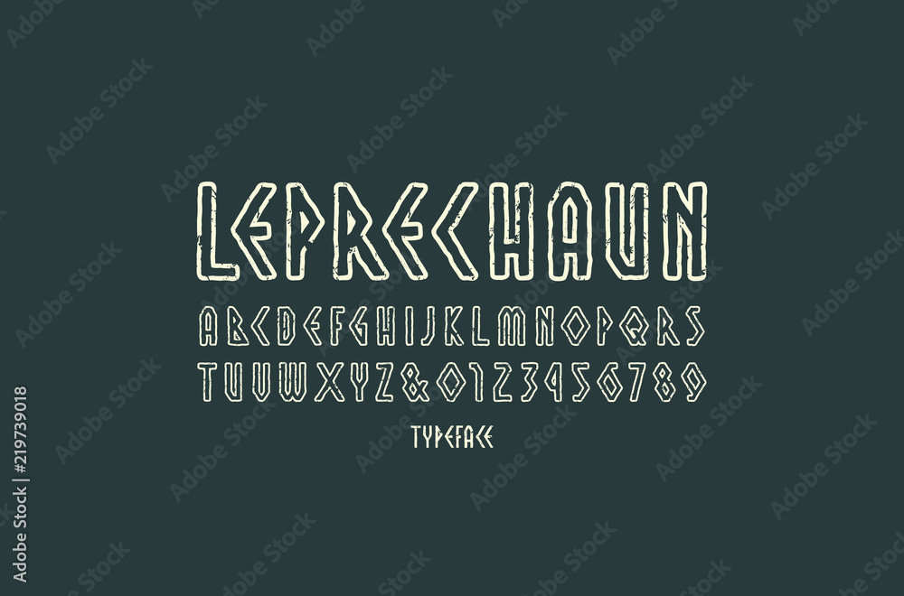 Fototapete hollow sans serif font in the style of handmade graphics