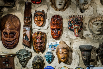 many different tribal masks