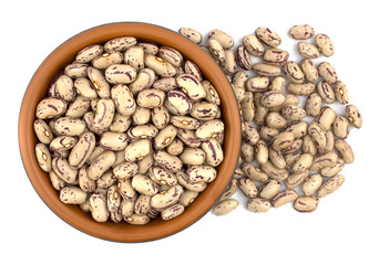 Haricot bean in bowl  isolated on white background