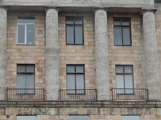 Fototapeta na wymiar Fragment of the facade of a beautiful house