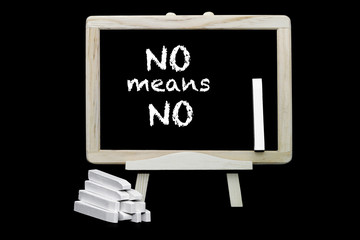 No means No slogan on blackboard