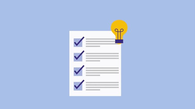 business document report check mark bulb idea animation hd