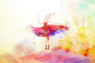 Elegant watercolor style ballerina
