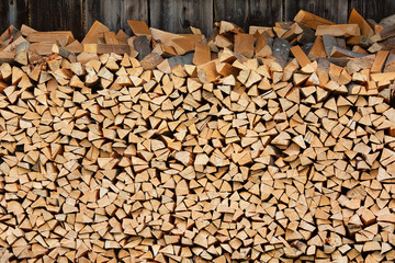 Pile of fiire wood, rural vintage background