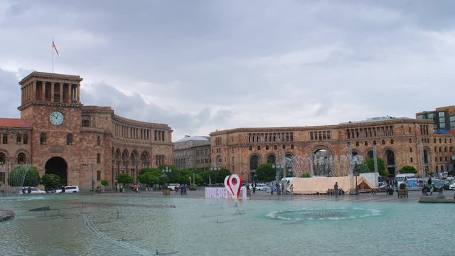 Fountain and building of Republic Square, Yerevan City, Armenia&rsquo;s Capital 2