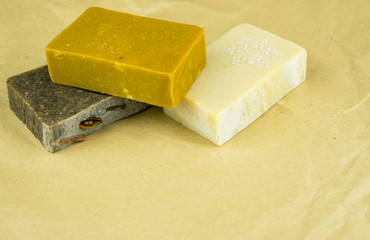 Homemade pieces of soap.