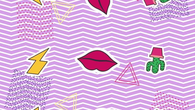 memphis stickers style retro pop art abstract background animation hd