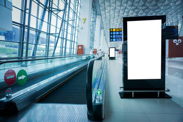 blank advertising billboard at airport. - obrazy, fototapety, plakaty