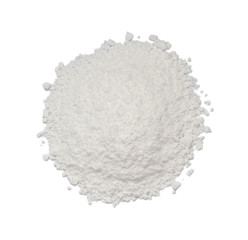 White Powder of Concrete, Clay or Bentonite Isolated on White Background Top View