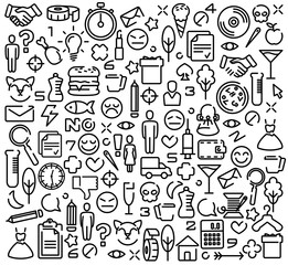 Background of icons.  A large set of different icons