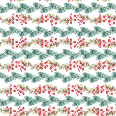 New Year seamless patterns, painted in hand-made water-colors, New Year's attributes and toys, New Year's atmosphere of fun, suitable for printing, truly seamless, of high quality, drawn in a realisti