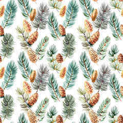 New Year seamless patterns, painted in hand-made water-colors, New Year's attributes and toys, New Year's atmosphere of fun, suitable for printing, truly seamless, of high quality, drawn in a realisti