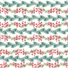 New Year seamless patterns, painted in hand-made water-colors, New Year's attributes and toys, New Year's atmosphere of fun, suitable for printing, truly seamless, of high quality, drawn in a realisti