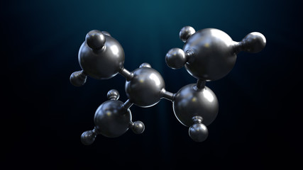 3D illustration of abstract silver metal molecule background