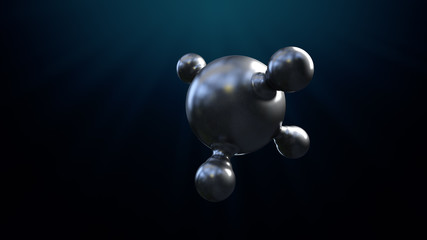 3D illustration of abstract silver metal molecule background
