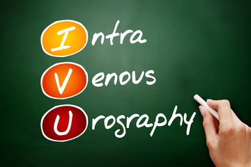 IVU - intravenous urography acronym, concept on blackboard