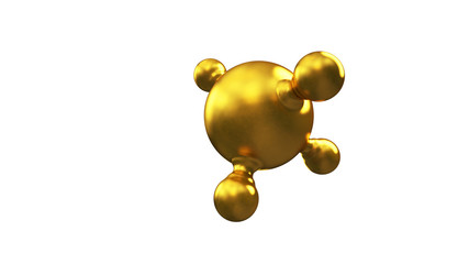 3D illustration of abstract gold molecule background
