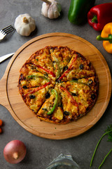 italian pizza with rustic background