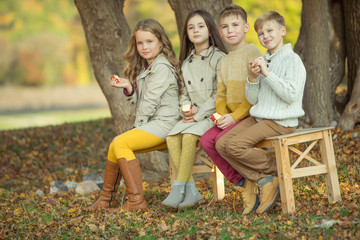 Fototapeta premium Children's fashion in autumn 