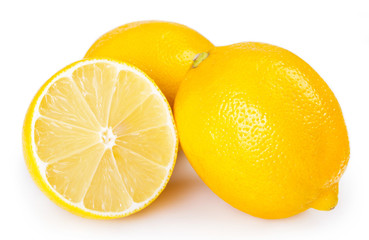 Fresh lemon on white background