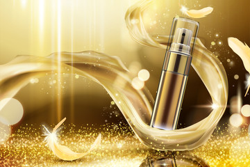 Golden skincare spray ads - obrazy, fototapety, plakaty