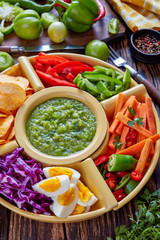 green salsa verde and veggies set