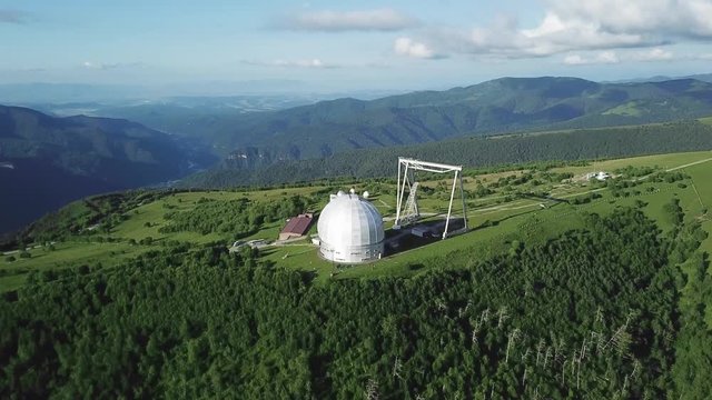 Top view of the star research center. Largest telescope in the mountainous area of studying the stars