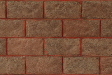 close-up view of brown brick wall textured background