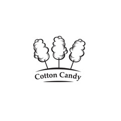 emblem with collection of different sweet cotton candies