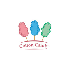 emblem with collection of different sweet cotton candies